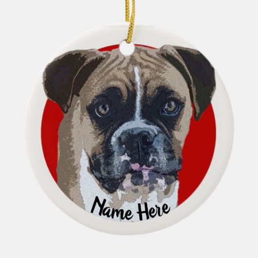 Fawn Boxer Dog-kerstversiering Keramisch Ornament (Voorkant)
