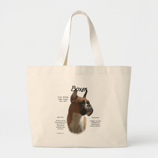 Fawn Boxer Geschiedenis Grote Tote Bag (Voorkant)