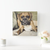 Fawn Boxer Pup Vierkante Klok (Huis)