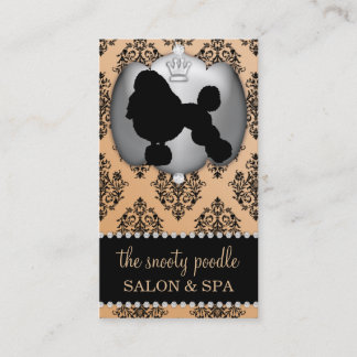 Fawn Brown Jeweled Damask Dog Grooming/Spa Visitekaartje