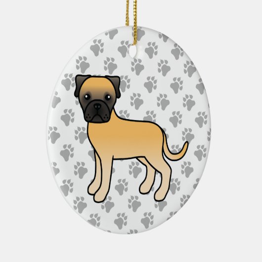 Fawn Bullmastiff Cute Cartoon Dog Keramisch Ornament (Rechts)