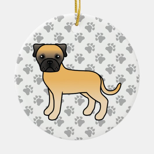 Fawn Bullmastiff Cute Cartoon Dog Keramisch Ornament (Voorkant)