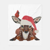 FAWN & CARDINAL CHRISTMAS FLEECE DEKEN (Voorkant)