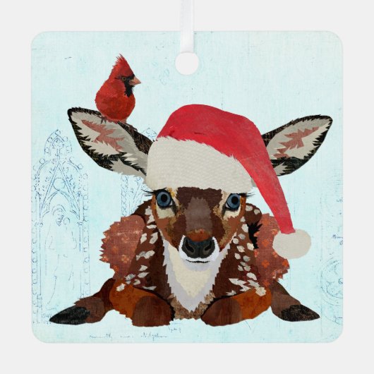 FAWN & CARDINAL CHRISTMAS METALEN ORNAMENT (Voorkant)