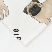 Fawn Cartoon Pug Dog Met Dog's Naam Patroon Fleece Deken (Hoek)
