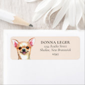 Fawn Chihuahua hond gepersonaliseerd adres Etiket (Insitu)