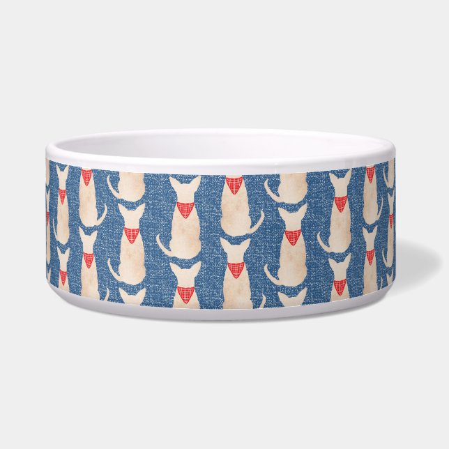 Fawn Chihuahua met Bandana Ceramic Pet Bowl Voerbakje (Voorkant)