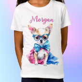 Fawn Chihuahua Puppy Dragen Bril w / Naam T-shirt