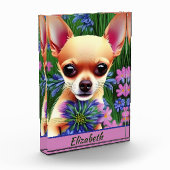 Fawn Chihuahua Puppy in Flower Meadow Personalized Fotoblokken (Links)