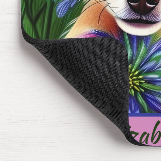 Fawn Chihuahua Puppy in Flower Meadow Personalized Muismat (Hoek)