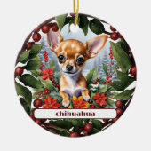Fawn Chihuahua Puppy Vakantie Vreugde Aangepaste K Keramisch Ornament (Voorkant)