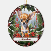 Fawn Chihuahua Puppy Vakantie Vreugde Aangepaste K Keramisch Ornament (Links)