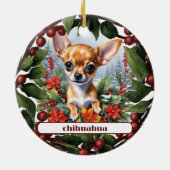 Fawn Chihuahua Puppy Vakantie Vreugde Aangepaste K Keramisch Ornament (Achterkant)