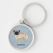 Fawn Coat Kleur Pug Mops Hondenras en aangepaste n Sleutelhanger (Voorkant)