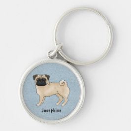 Fawn Coat Kleur Pug Mops Hondenras en aangepaste n Sleutelhanger