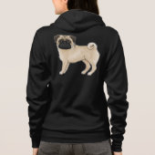 Fawn Coat Kleur Pug Mops Hondenras Illustratie Hoodie (Achterkant)