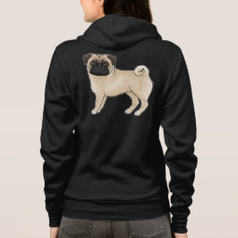 Fawn Coat Kleur Pug Mops Hondenras Illustratie Hoodie