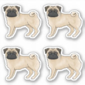 Fawn Coat Kleur Pug Mops Hondenras Tekeningen Sticker (Voorkant)