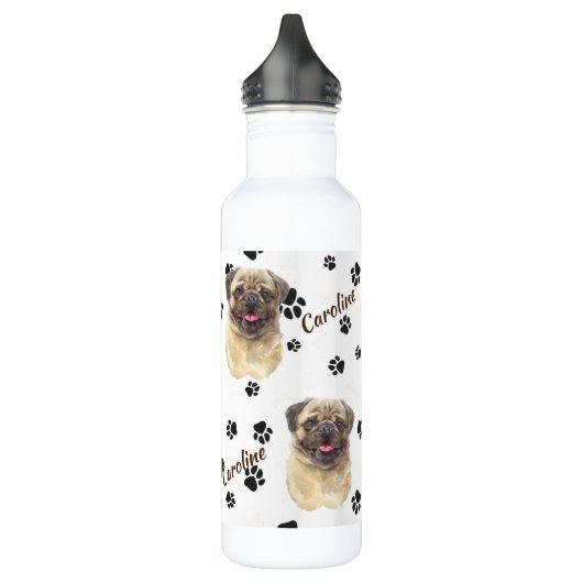 Fawn Colted Pug Dog Pawprint Waterfles (Links)