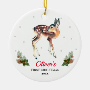 Fawn Deer Baby Boy Aangepast 1 mas Keramisch Ornament