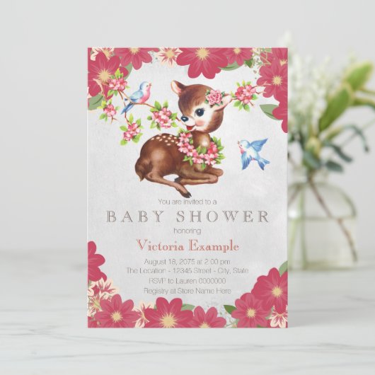  Fawn Deer Baby shower Kaart (Staand voorkant)