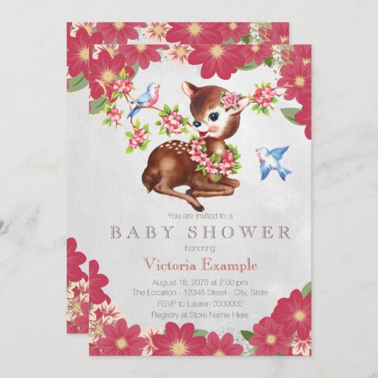  Fawn Deer Baby shower Kaart (Voorkant / Achterkant)