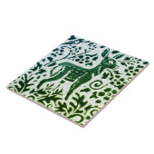 Fawn Deer Batik Modern Green Blue Floral Woodland Tegeltje (Zijkant)