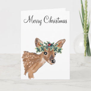 Fawn Deer Christmas Wenskaart Feestdagen Kaart