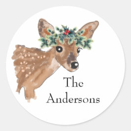 Fawn Deer Custom Holiday Envelope Seals Ronde Sticker