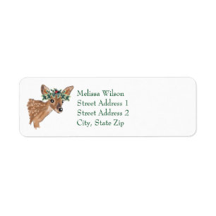 Fawn Deer-labels voor kerstretouradressen Etiket