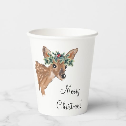 Fawn Deer Persoonlijk Kerstmis Papieren Bekers (Voorkant)