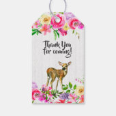 Fawn Deer Waterverf Bloemen Baby shower Dank u Cadeaulabel (Achterkant)