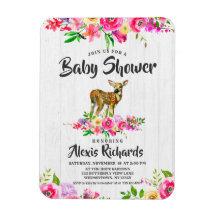 Fawn Deer Waterverf Bloemen Baby shower Uitnodigin