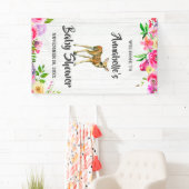 Fawn Deer Waterverf Bloemen Baby shower Welkom Spandoek (Insitu)