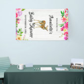 Fawn Deer Waterverf Bloemen Baby shower Welkom Spandoek (Beurs)