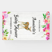 Fawn Deer Waterverf Bloemen Baby shower Welkom Spandoek (Horizontaal)