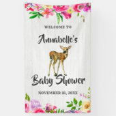 Fawn Deer Waterverf Bloemen Baby shower Welkom Spandoek (Verticaal)