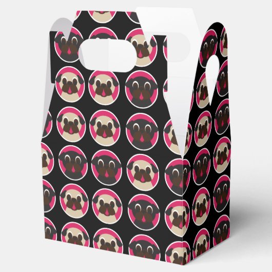 Fawn en Black Pugs in Circles Pattern Party Bedankdoosjes (Geopend)