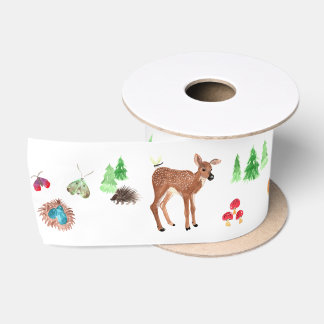 Fawn en bos vrienden hebben een gezegende kerst satijnen lint