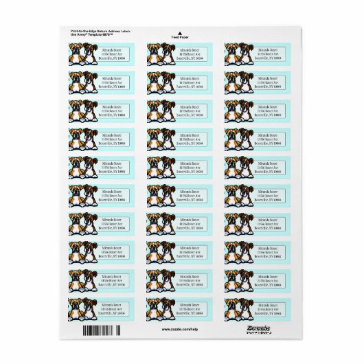 Fawn en Brindle Boxer Studio Aqua Etiket (Full Sheet)