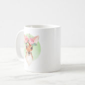Fawn- en roze rozen koffiemok (Voorkant links)