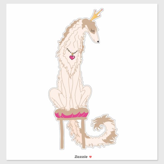 Fawn en Tan Royal Borzoi Die Cut Vinyl Sticker (Vel)