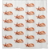 fawn en wit douchegordijn (Voorkant)