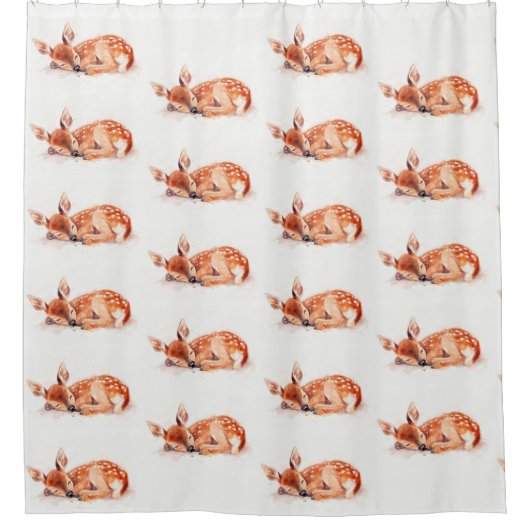 fawn en wit douchegordijn (Voorkant)