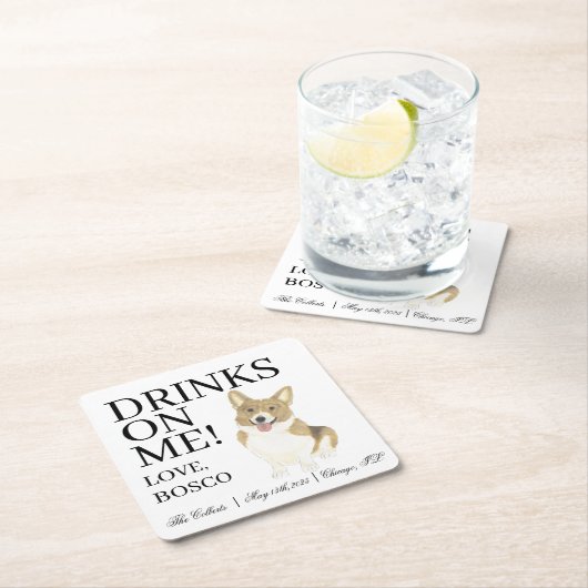 Fawn en witte Corgi Hond bruiloft Kartonnen Onderzetters (Insitu)