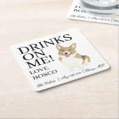 Fawn en witte Corgi Hond bruiloft Kartonnen Onderzetters (Schuin)