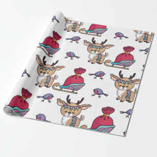 Fawn en zijn kleine slee inpakpapier