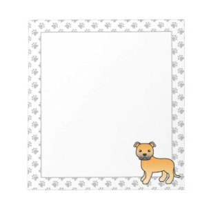 Fawn Engels Staffie Schattigee Cartoon Dog Notitieblok