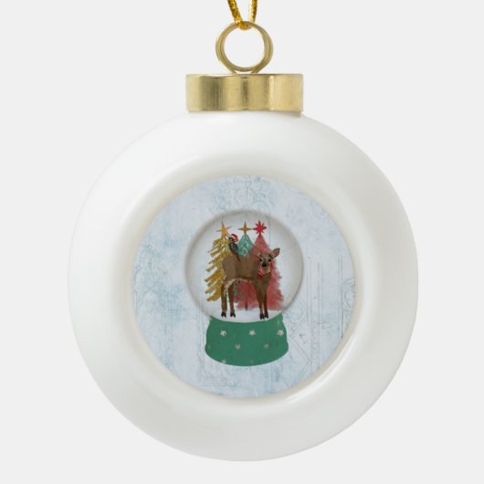 FAWN & FALCON SNEEUWWERELDBOL KERAMISCHE BAL ORNAMENT (Voorkant)