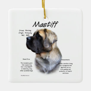 Fawn Fluffy Mastiff Geschiedenis Keramisch Ornament
